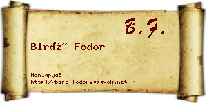 Biró Fodor névjegykártya