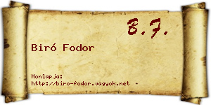 Biró Fodor névjegykártya